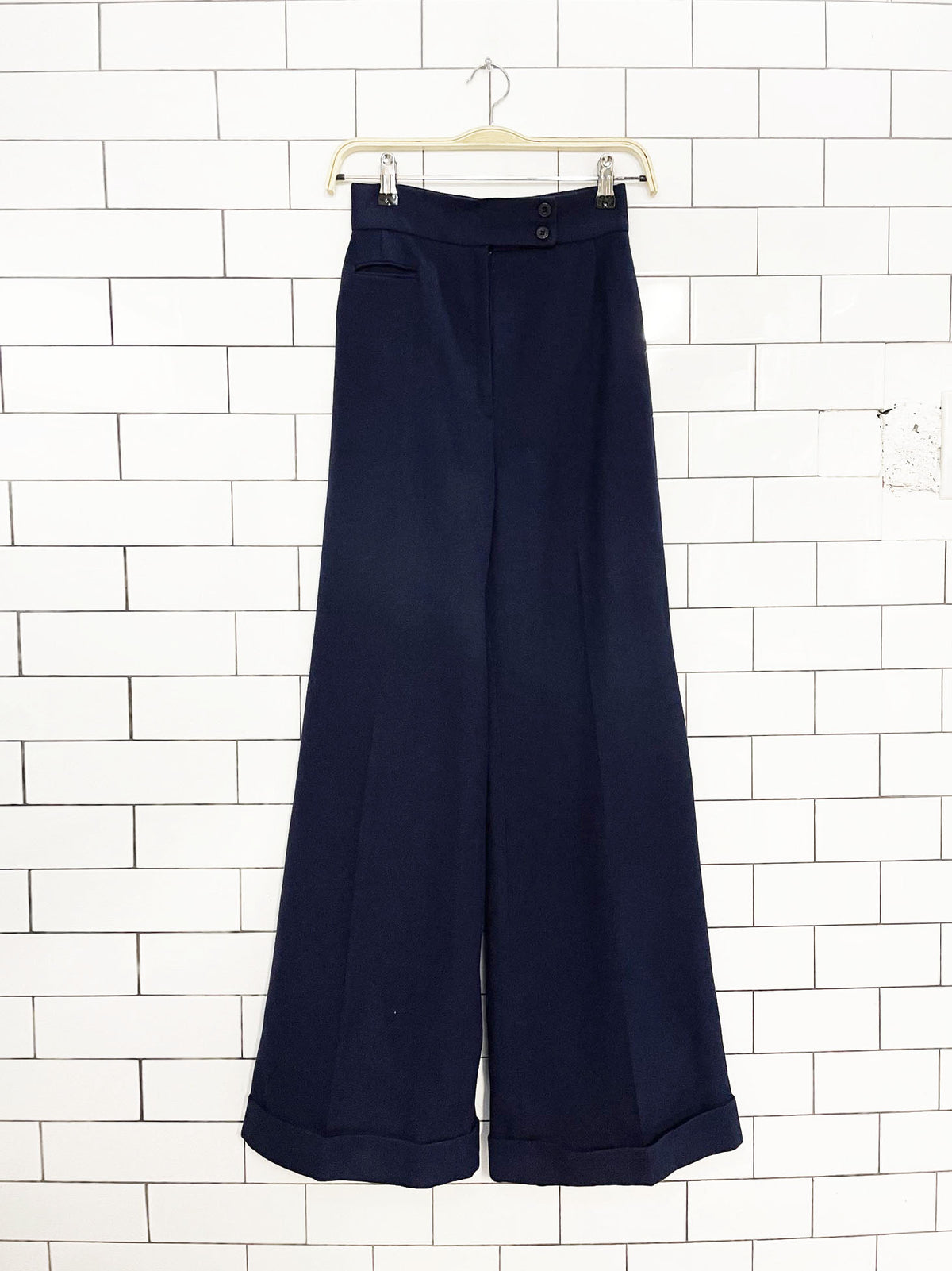 vintage 70s college town wool-blend high rise bell bottom pants