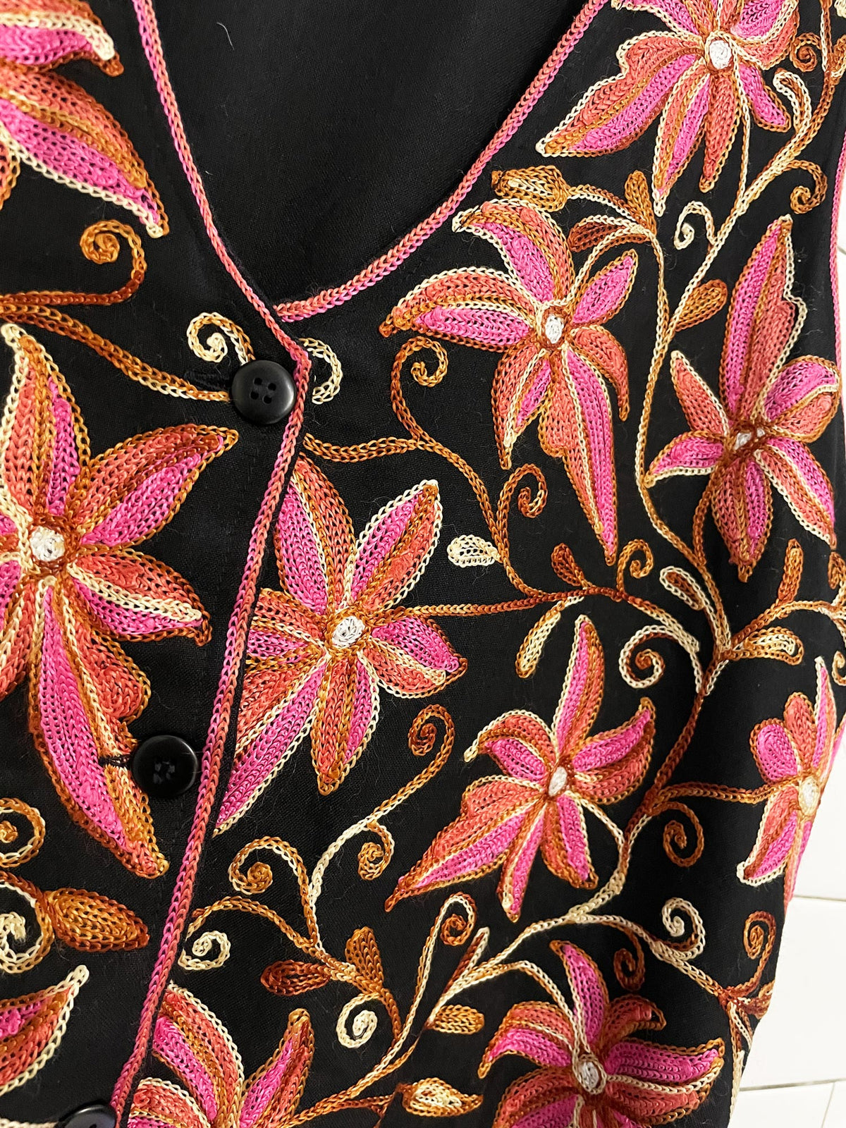 vintage 90s le chateau floral embroidered vest