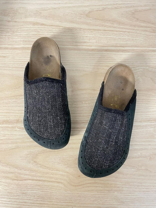 birkenstock pappilio suede + metallic knit boston clog - good market thrift store