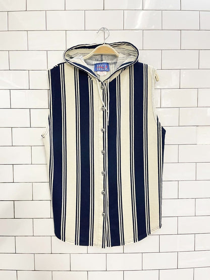 vintage 90s HER hooded striped sleeveless shirt - good market thrift store