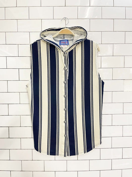vintage 90s HER hooded striped sleeveless shirt - good market thrift store