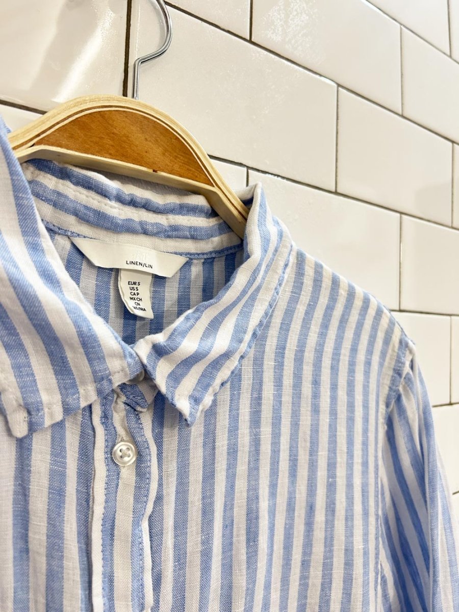 h&m 100% linen striped shirt - good market thrift store