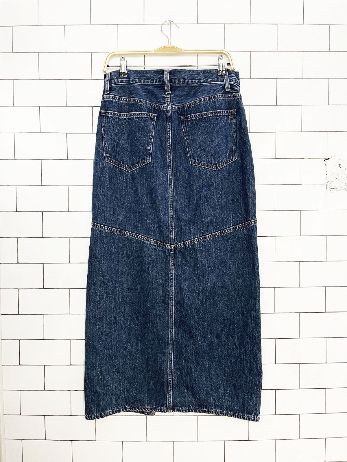 madewell denim mid-rise maxi skirt