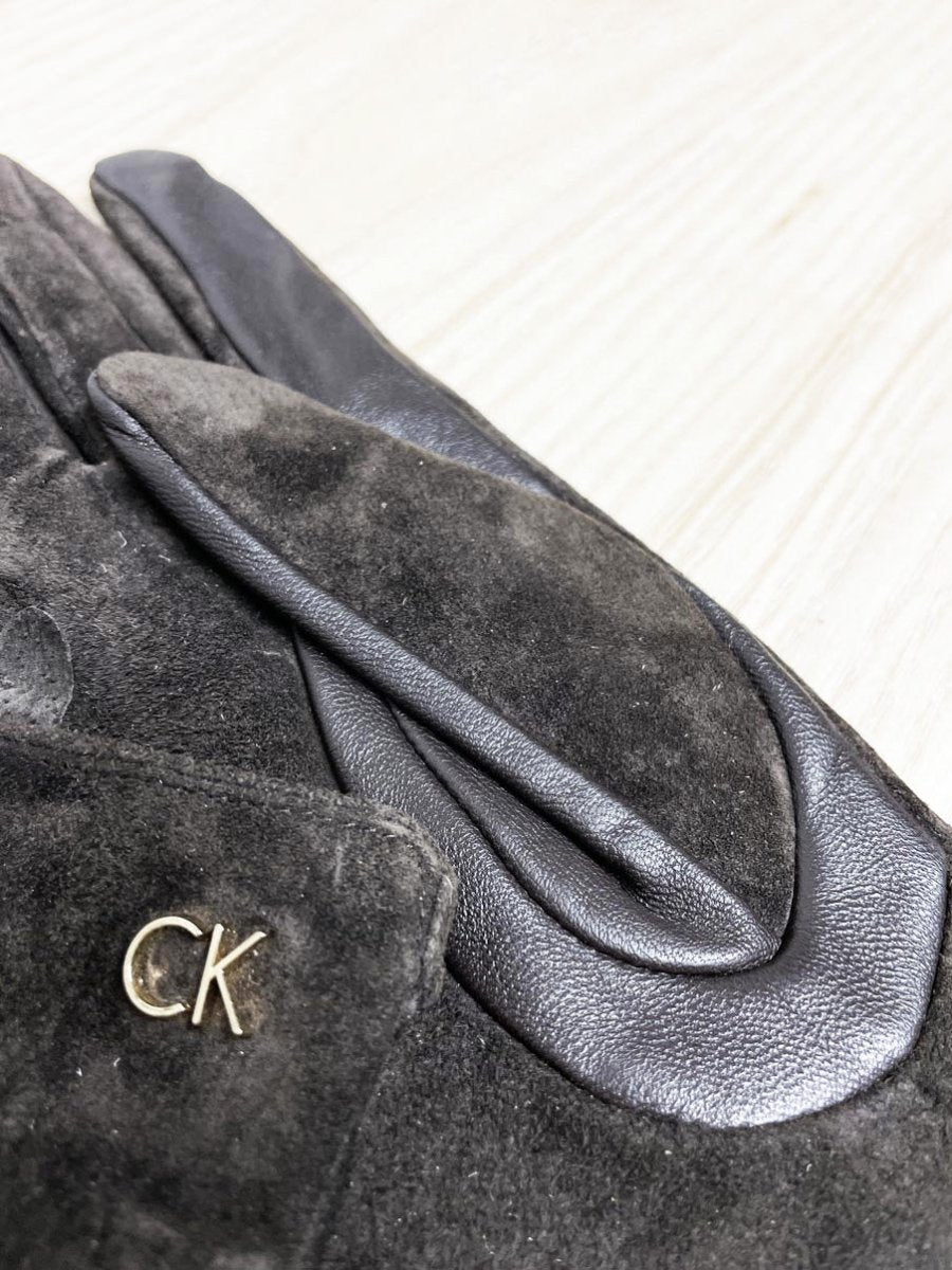 calvin klein suede + leather gloves | lined - good market thrift store