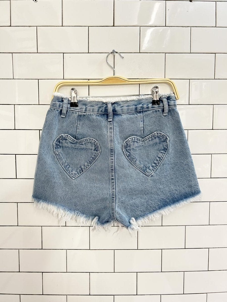 high waisted sweetheart pockets denim cut off shorts - good market thrift store