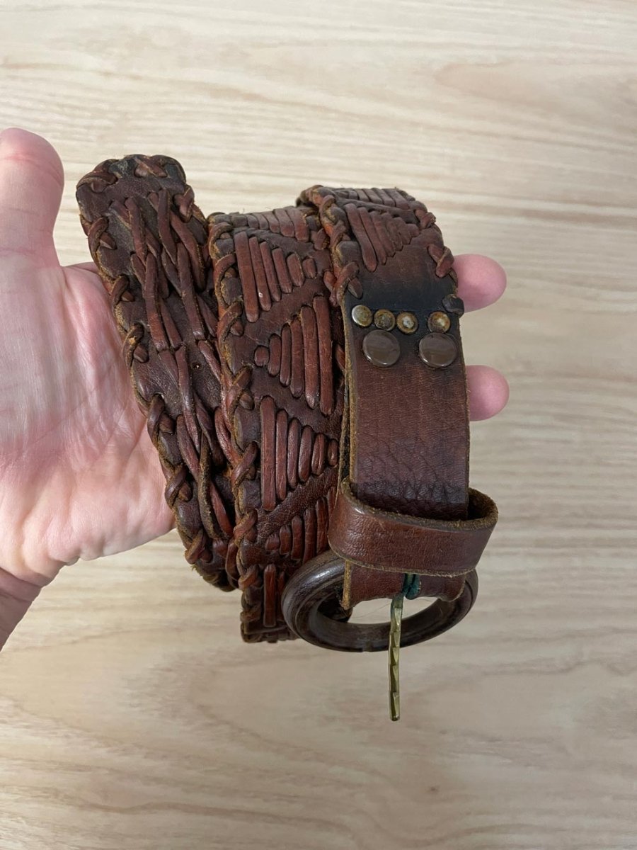 handmade woven leather belt - good market thrift store