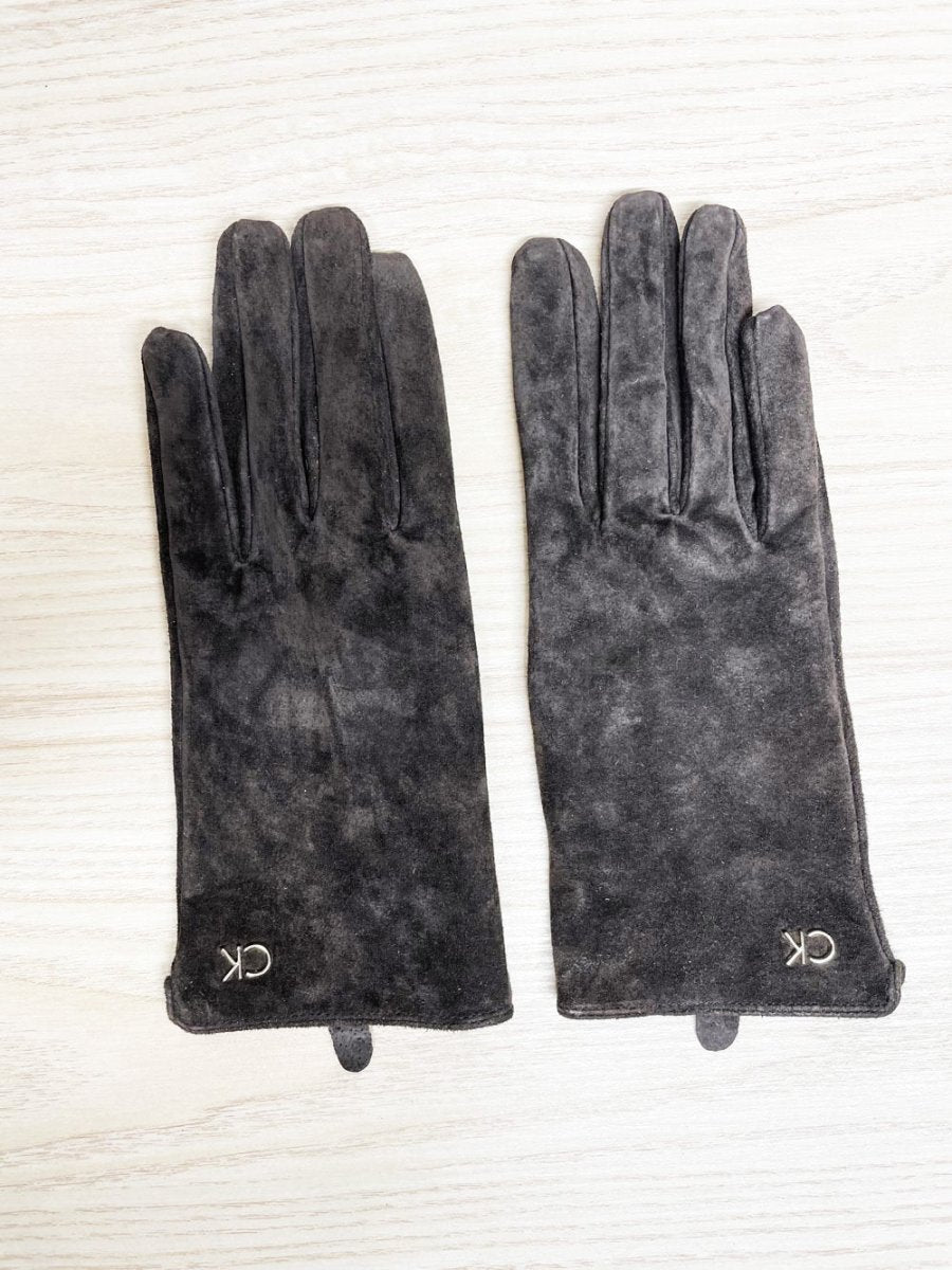 calvin klein suede + leather gloves | lined - good market thrift store