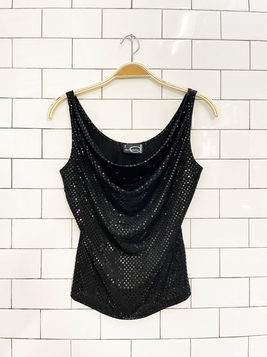 y2k dynamite cowl neck shimmery tank - good market thrift store