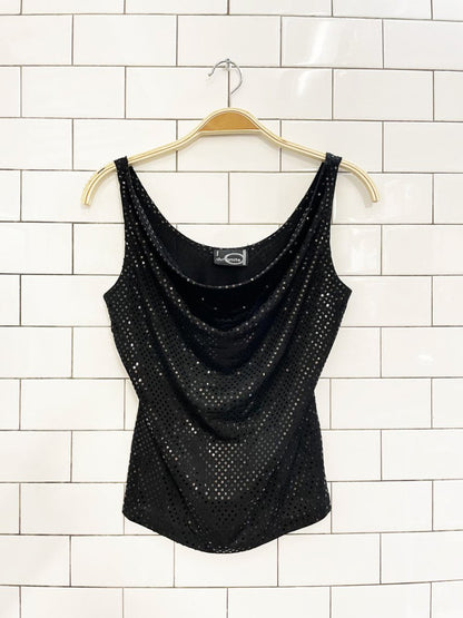 y2k dynamite cowl neck shimmery tank - good market thrift store