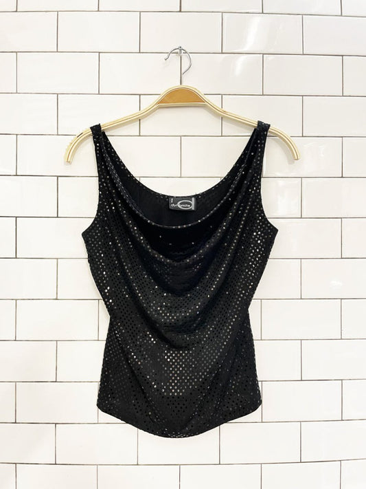 y2k dynamite cowl neck shimmery tank - good market thrift store