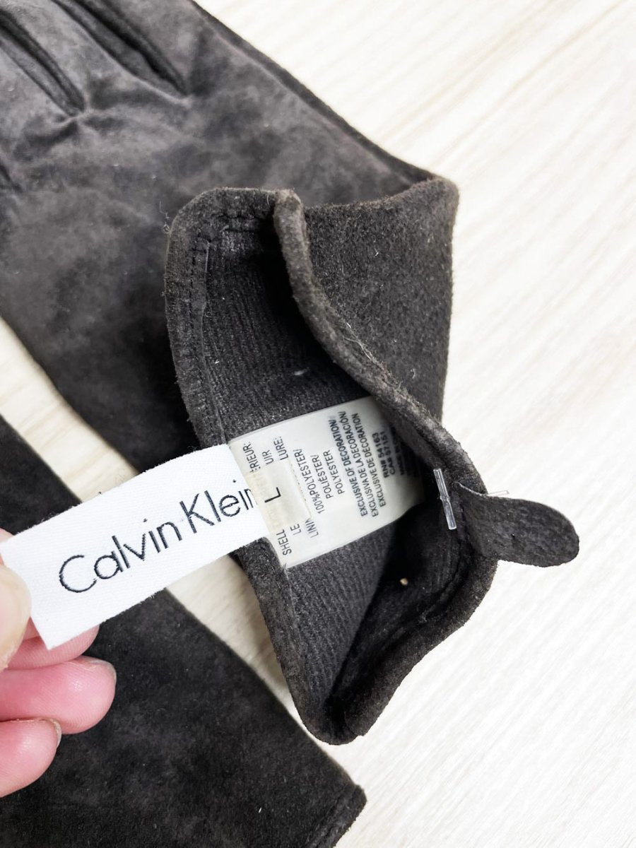 calvin klein suede + leather gloves | lined - good market thrift store