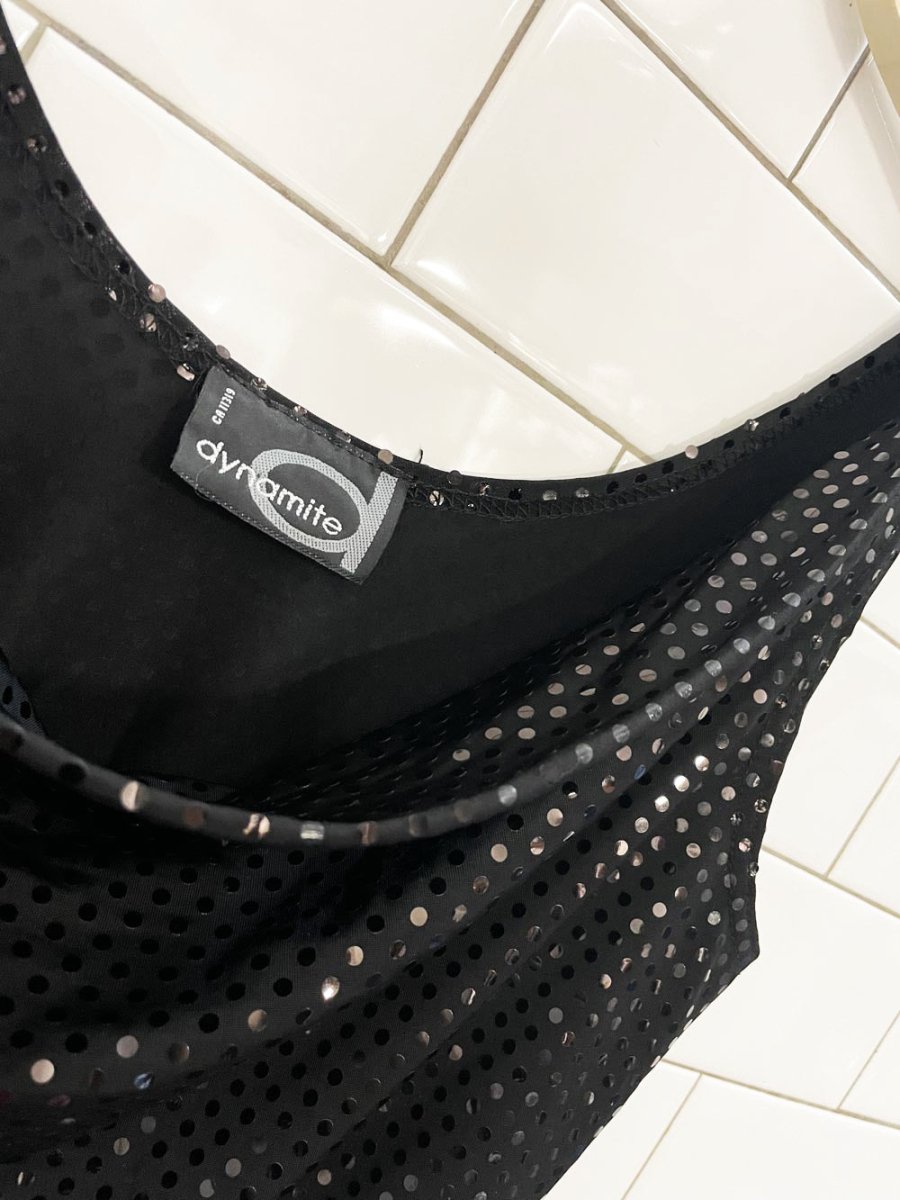 y2k dynamite cowl neck shimmery tank - good market thrift store