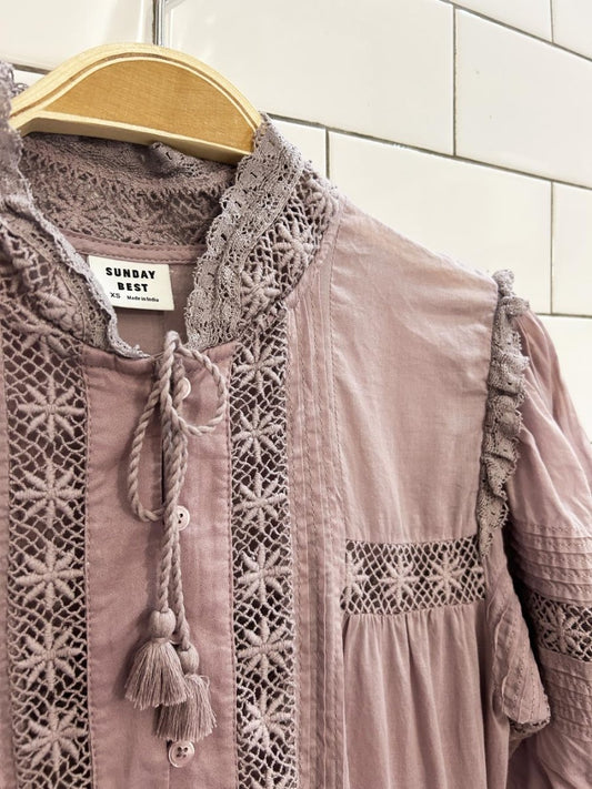 sunday best boho crochet trim peace dress - good market thrift store