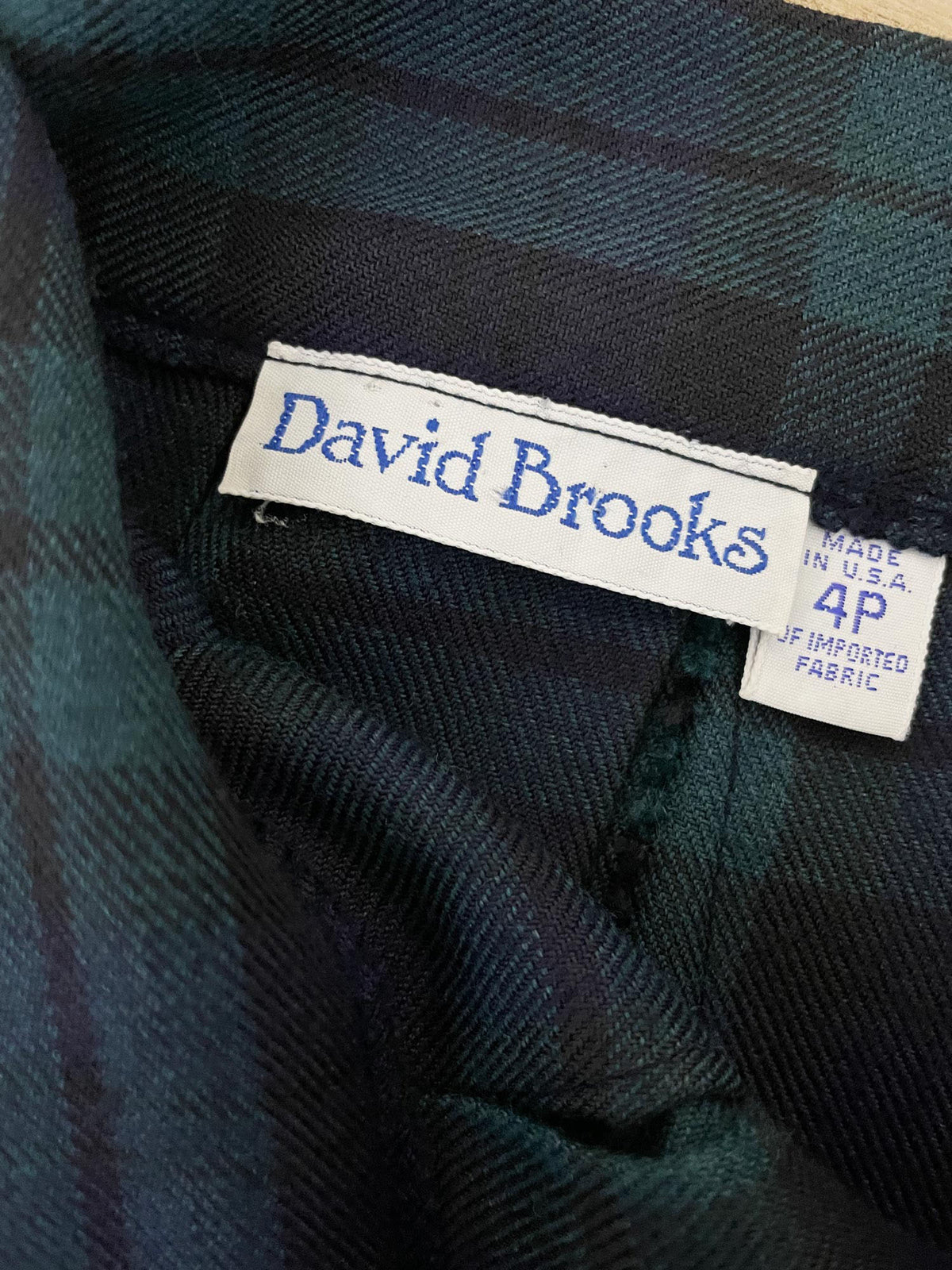 vintage david brooks wool-blend gold button plaid pleated midi skirt