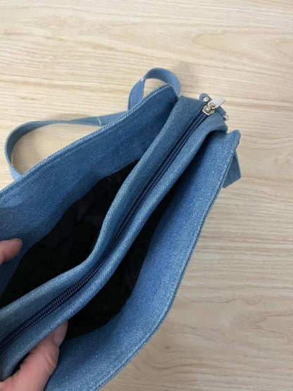 vintage 00s floral embroidered denim shoulder bag - good market thrift store