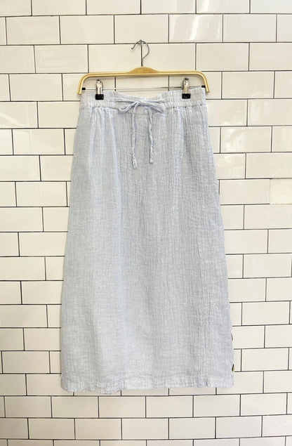 x2 tahari 100% textured linen top + midi skirt set - good market thrift store