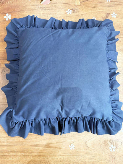 vintage 90s patchwork quilt ruffled trim pillow