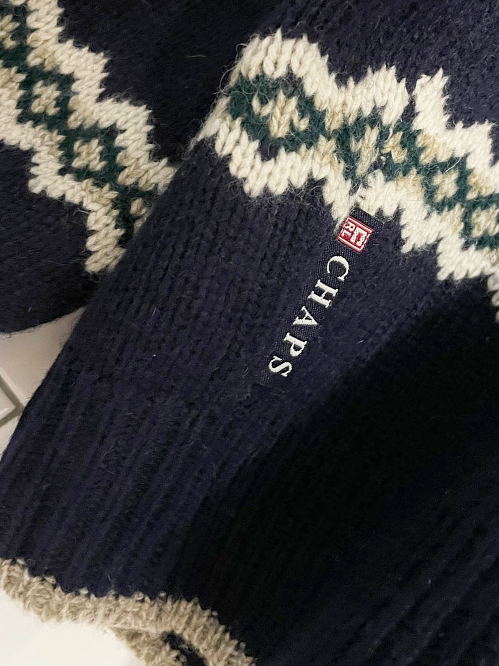 vintage 90s chaps 100% wool tree fair isle knit sweater | made in USA | ralph lauren