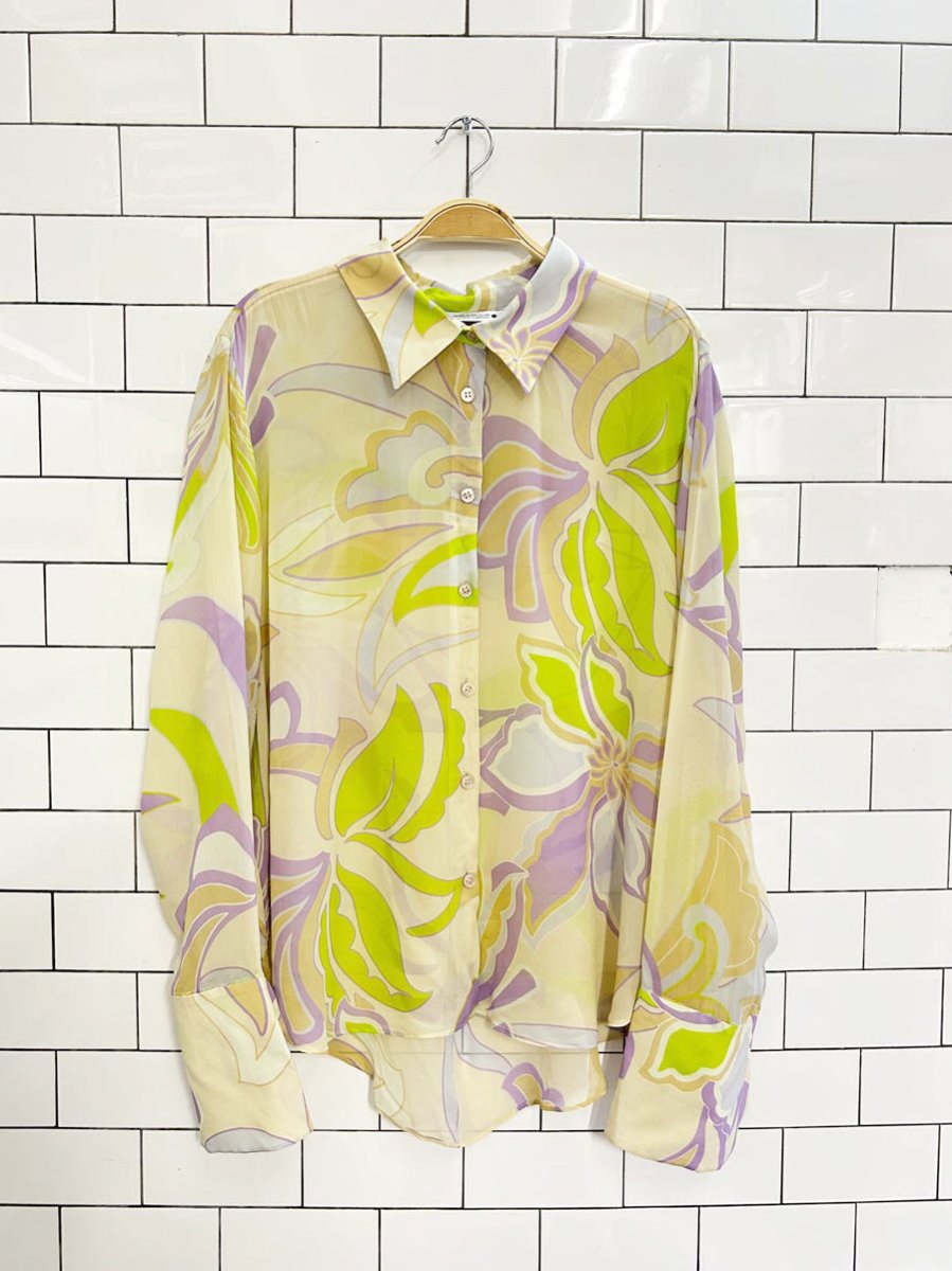 zara retro psycadelic chiffon blouse - good market thrift store