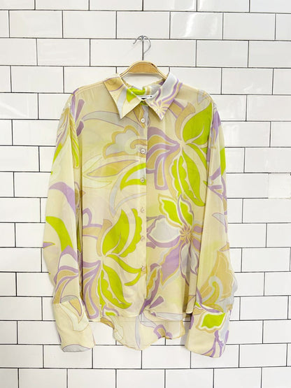 zara retro psycadelic chiffon blouse - good market thrift store