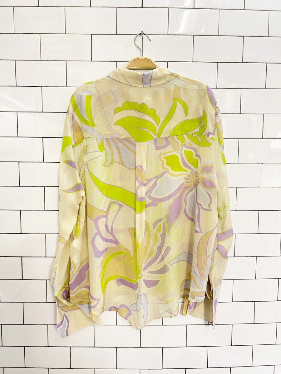 zara retro psycadelic chiffon blouse - good market thrift store