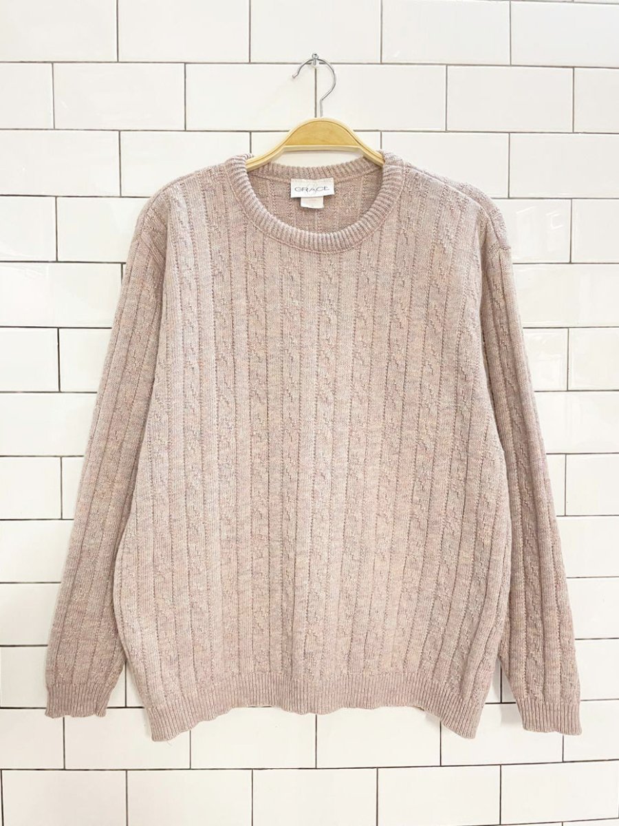 vintage 80s grace cable knit sweater - good market thrift store