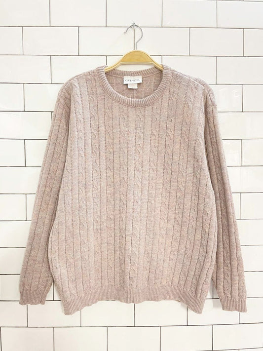 vintage 80s grace cable knit sweater - good market thrift store