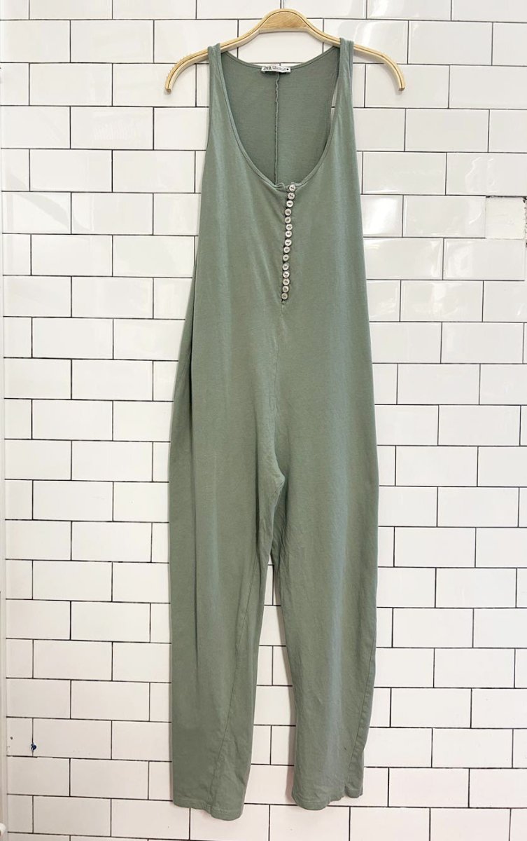 zara sage minimal jersey lounge jumpsuit - good market thrift store