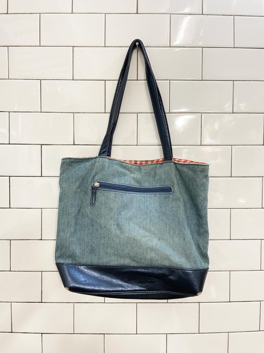 vintage 00s embroidered lighthouse denim tote - good market thrift store