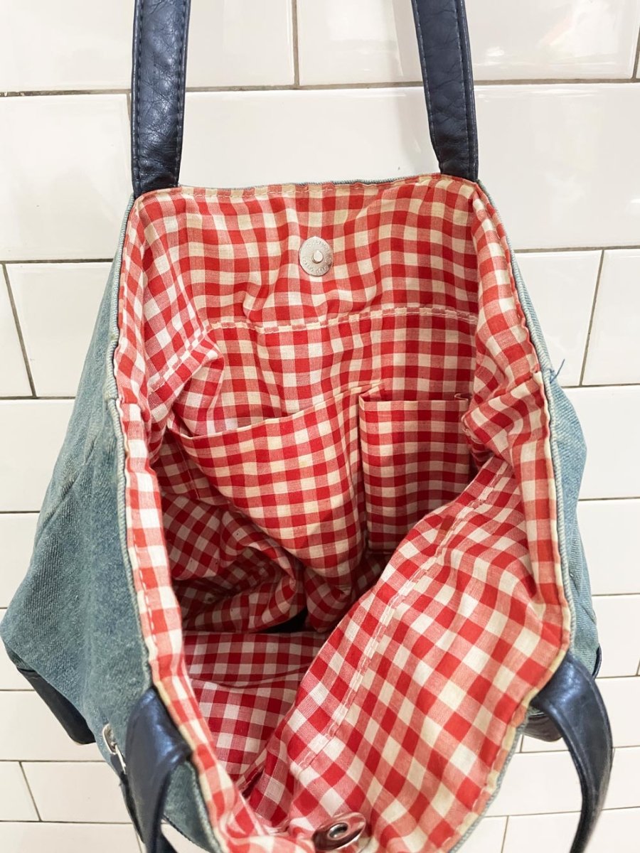 vintage 00s embroidered lighthouse denim tote - good market thrift store