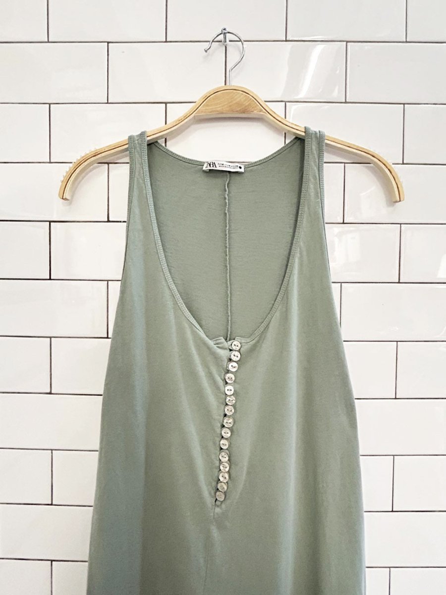 zara sage minimal jersey lounge jumpsuit - good market thrift store
