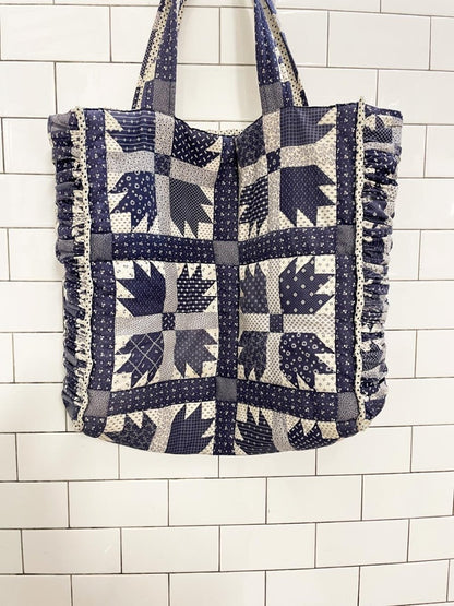 handmade quilt star tote bag - good market thrift store