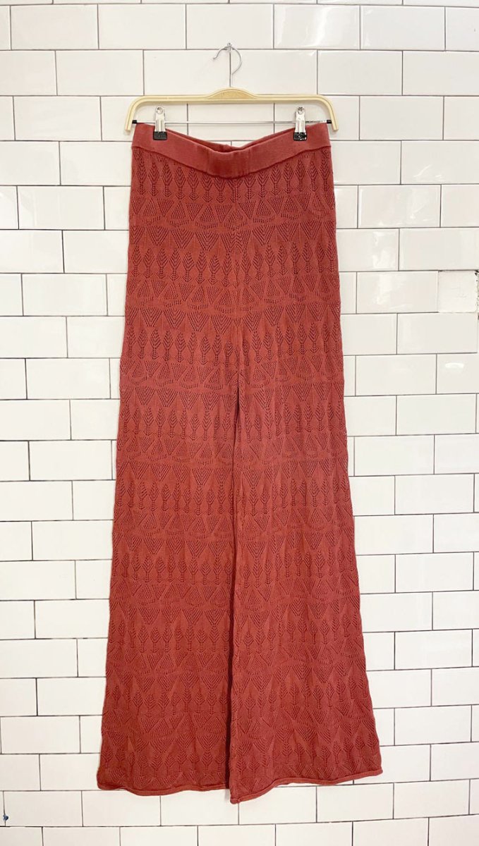 nwt anthro flat white pointelle crochet knit wide leg pant - good market thrift store