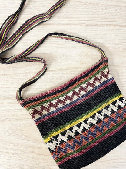 vintage 90s woven boho crossbody bag - good market thrift store