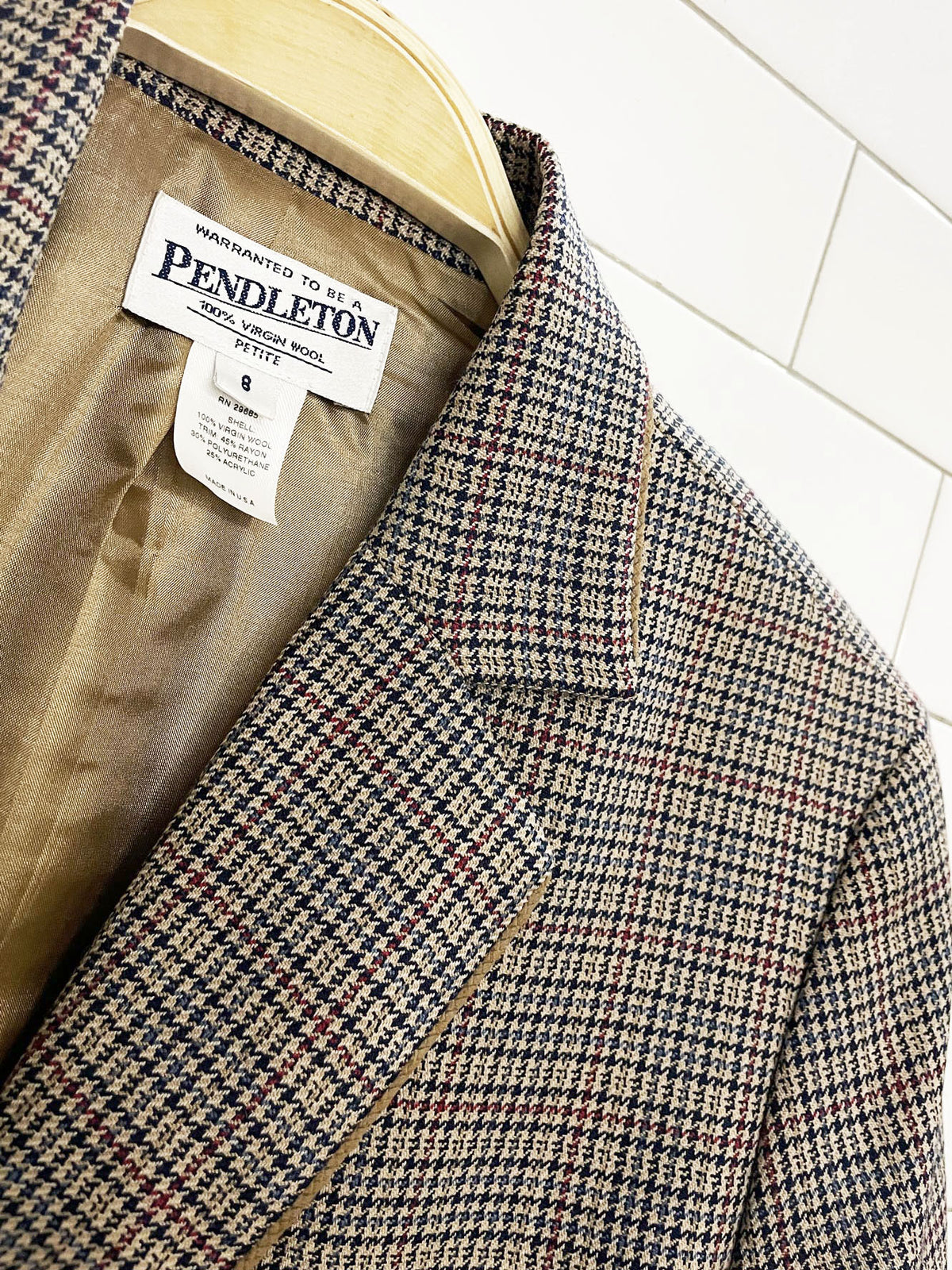x2 vintage pendleton 100% wool houndstooth blazer trouser suit