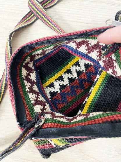 vintage 90s woven boho crossbody bag - good market thrift store