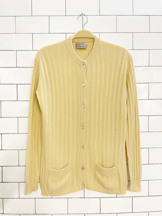vintage 50s ballantyne 100% cashmere rib knit cardigan sweater | holt renfrew - good market thrift store
