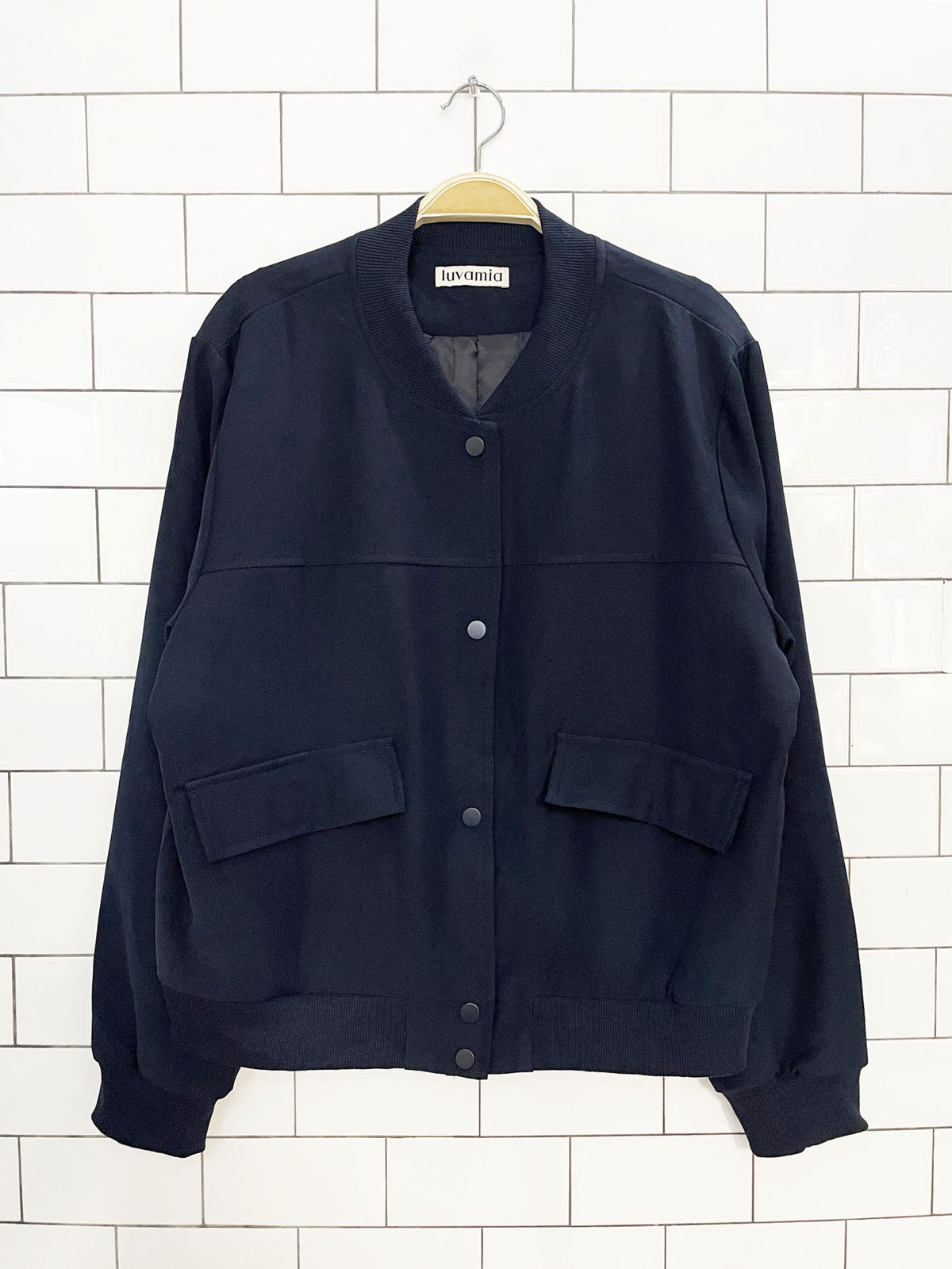 luvamia snap button light bomber jacket