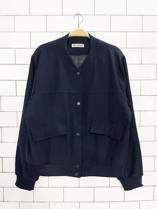 luvamia snap button light bomber jacket