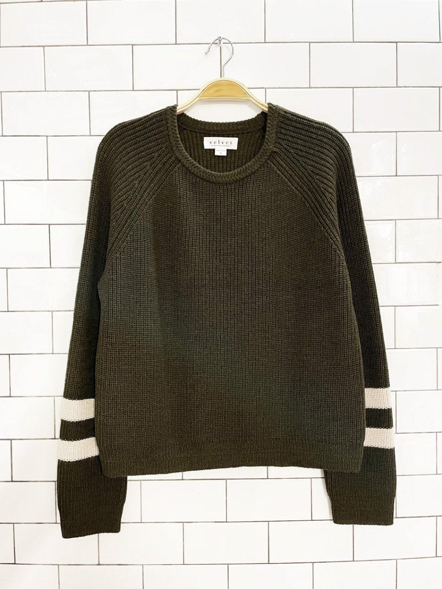velvet by graham and spencer wool - blend stripe cuff sweater | anthropologie - good market thrift store