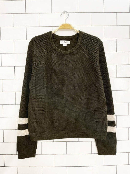 velvet by graham and spencer wool - blend stripe cuff sweater | anthropologie - good market thrift store