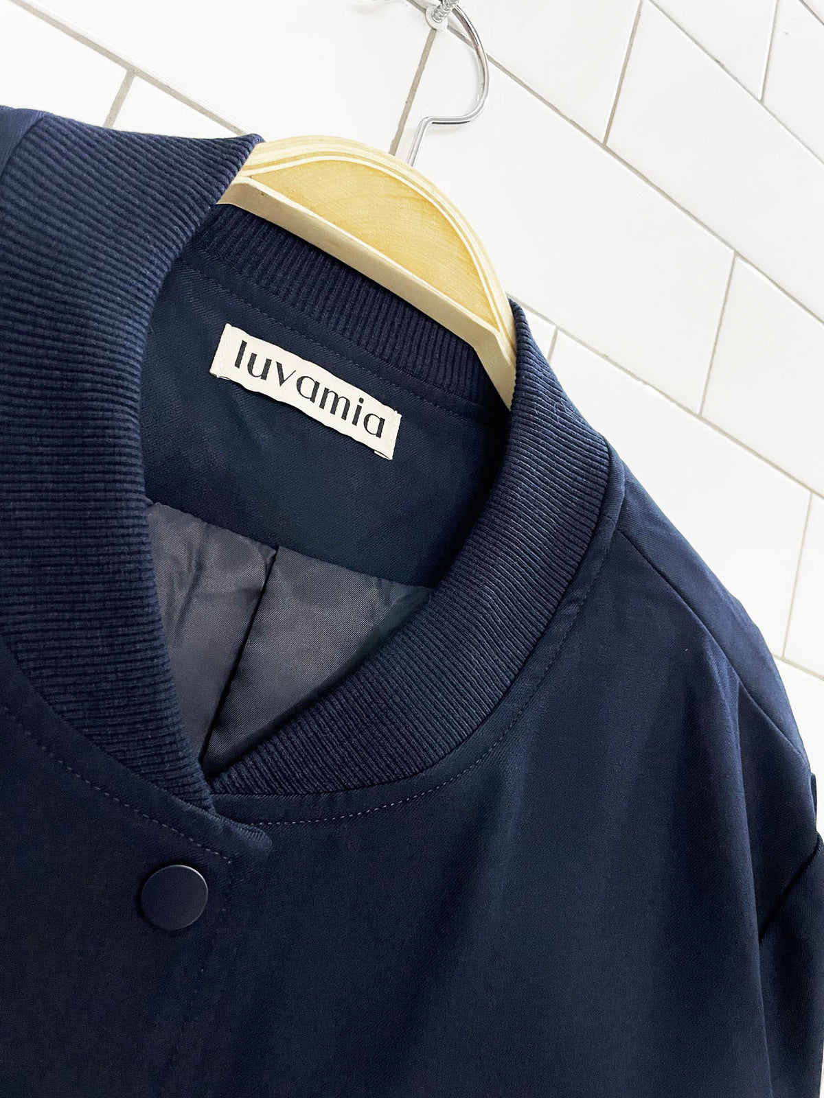luvamia snap button light bomber jacket