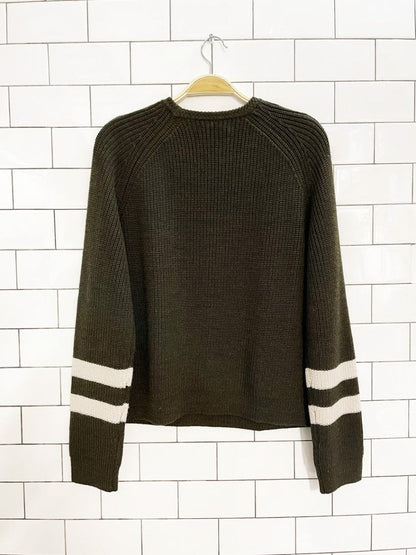 velvet by graham and spencer wool - blend stripe cuff sweater | anthropologie - good market thrift store