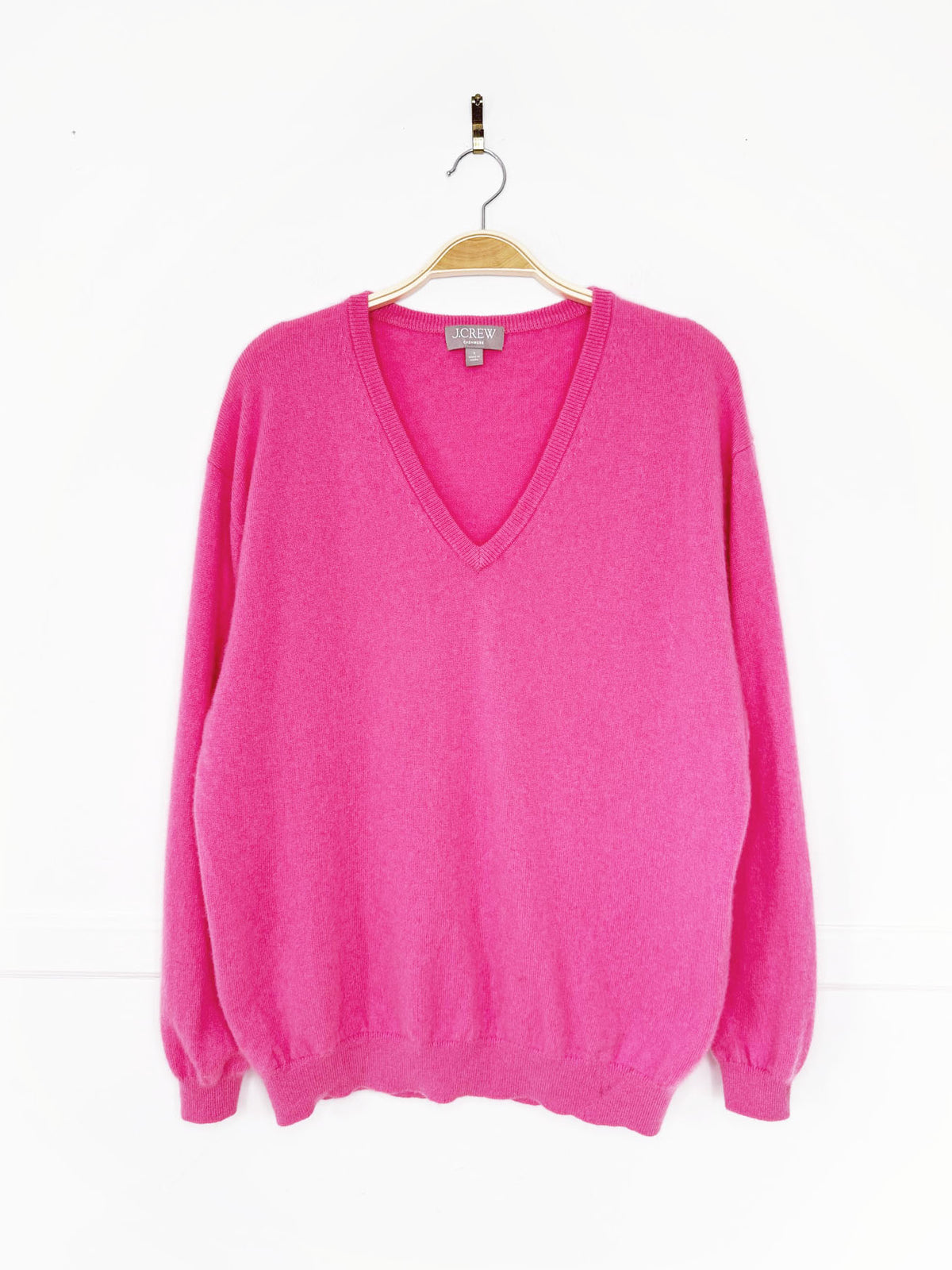 j crew 100% cashmere knit oversized v-neck sweater