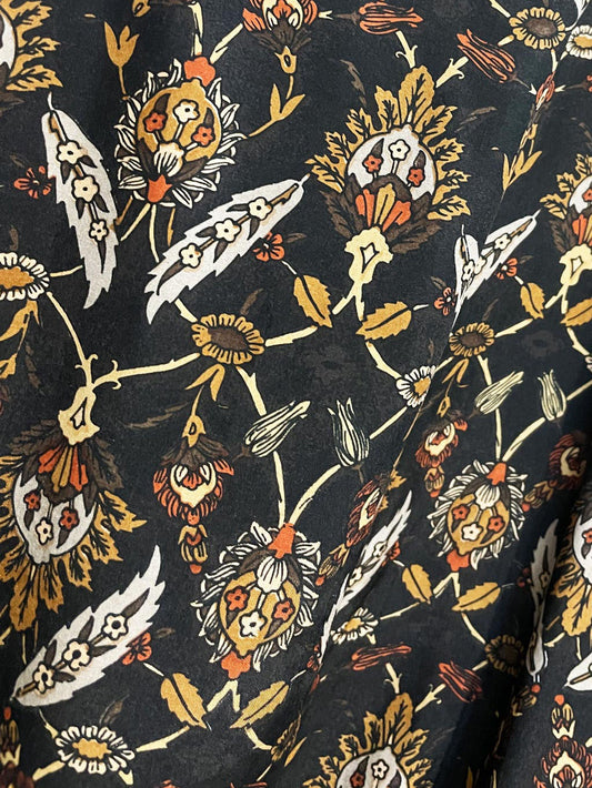 vintage casual corner & co 100% silk autumn print bomber jacket