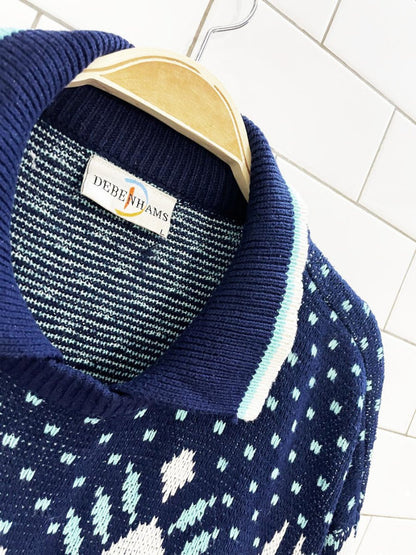 vintage 80s debenhams collared knit sweater - good market thrift store