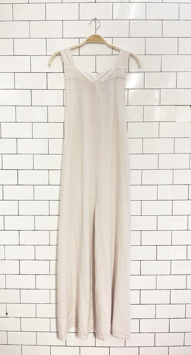 haute hippie linen - blend wide leg jumpsuit - good market thrift store