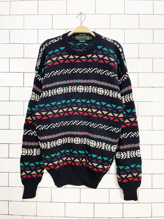 nwt vintage 90s britches hand framed knit sweater