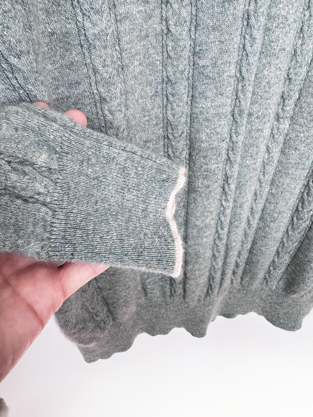vintage pete millar cashmere-linen 1/4 zip cable knit sweater