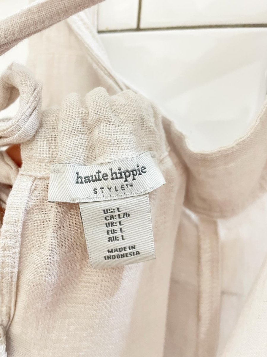 haute hippie linen - blend wide leg jumpsuit - good market thrift store